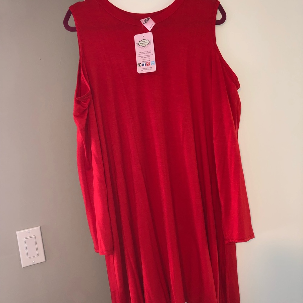 Red Cold-Shoulder Dress